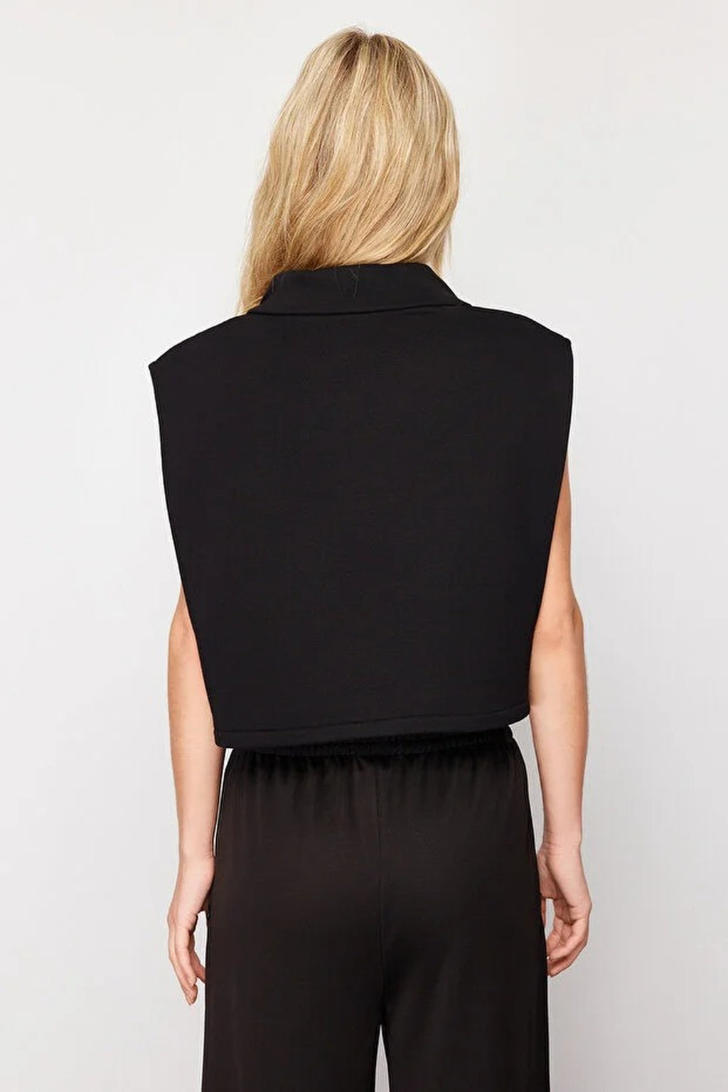 Stand Collar Moon Sleeve Thick Zippered Vest