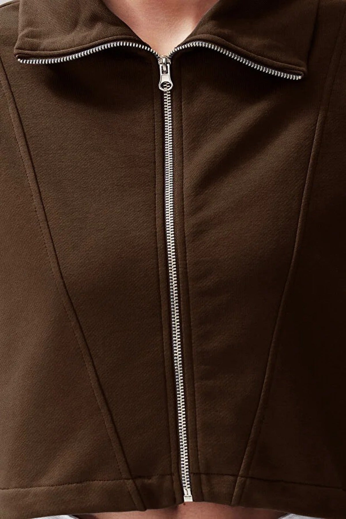 Stand Collar Moon Sleeve Thick Zippered Vest