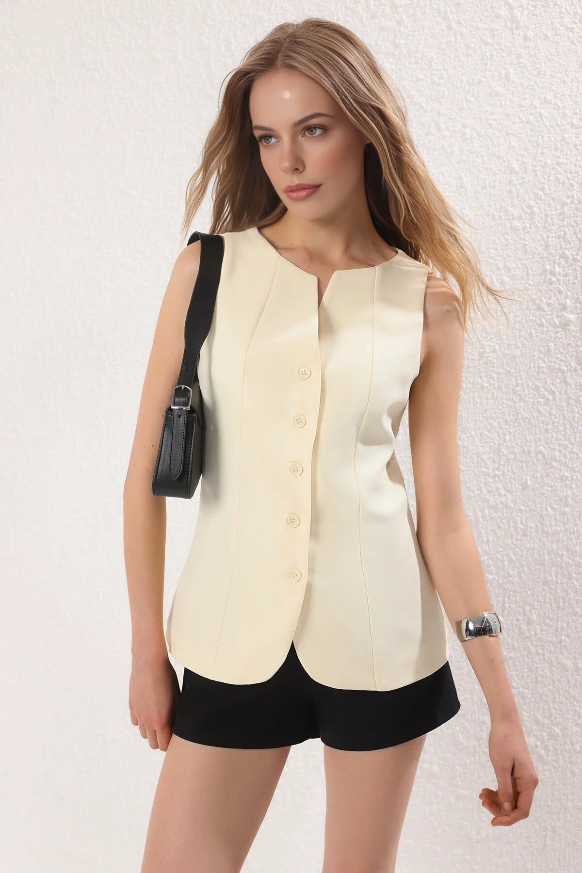 Boat Neck Regular Woven Vest