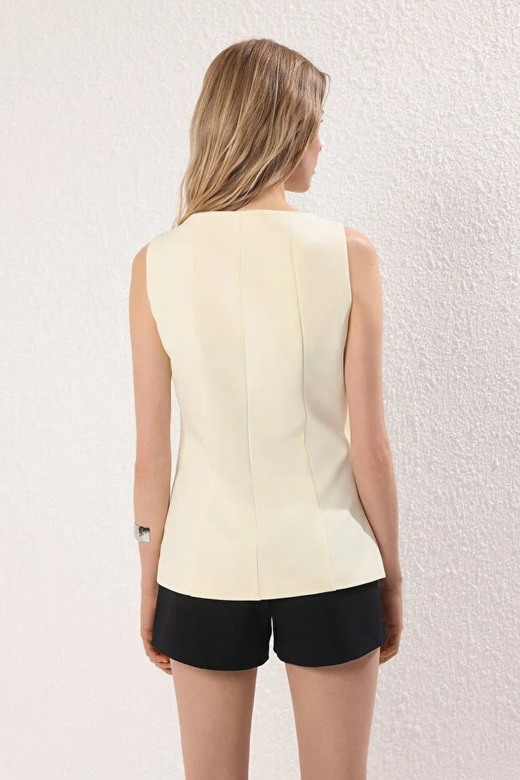 Boat Neck Regular Woven Vest