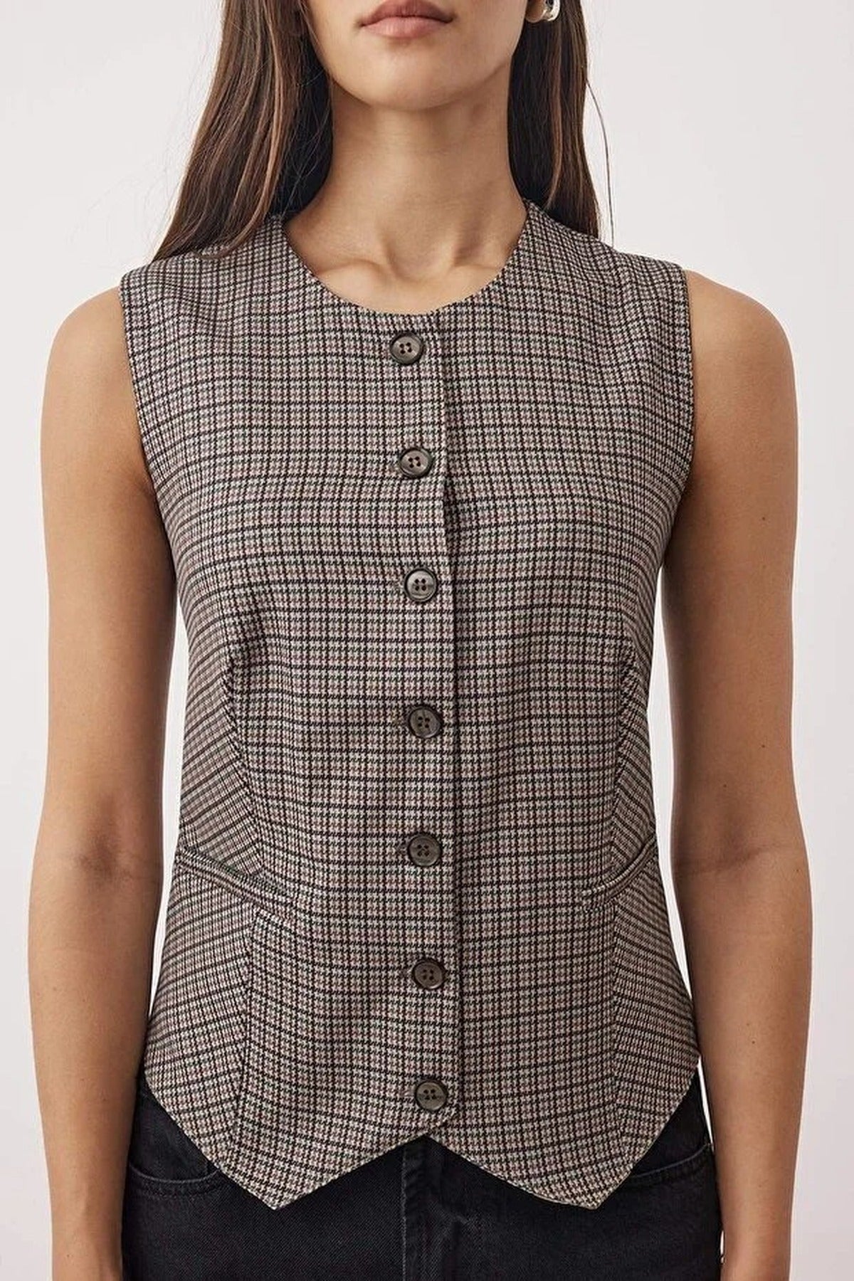 Fitted Argyle Woven Vest