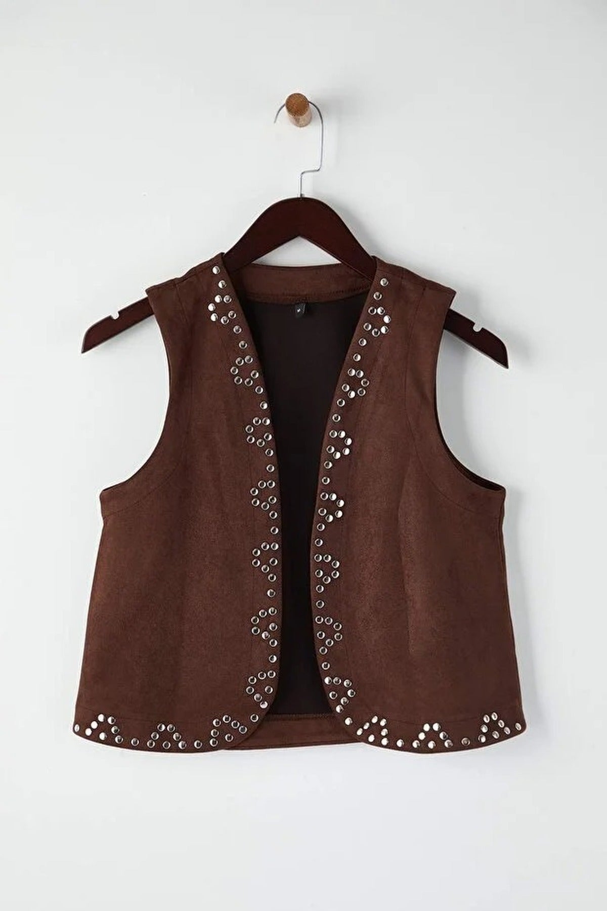 Knit Suede Vest with Troc Detail