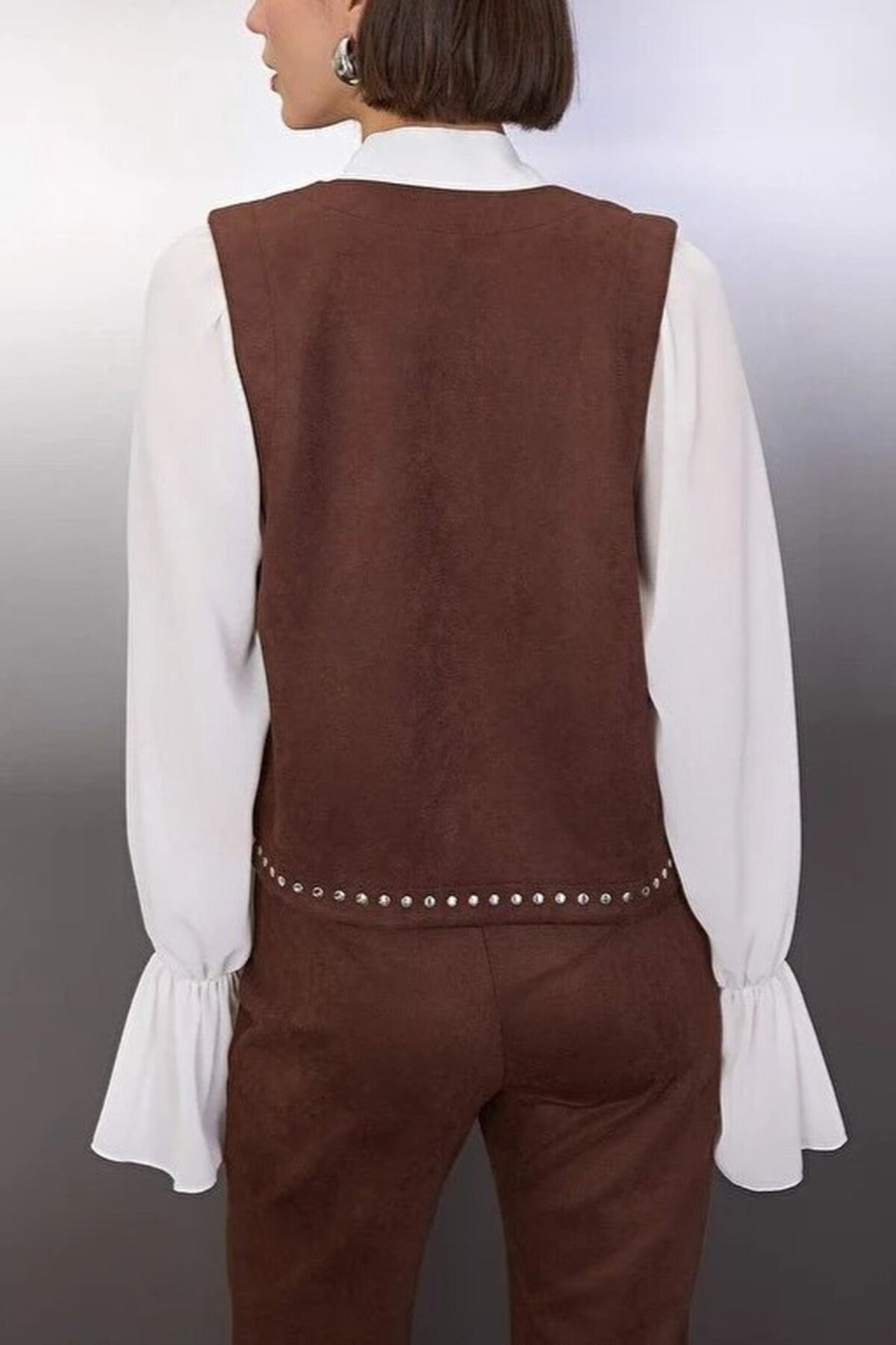 Knit Suede Vest with Troc Detail