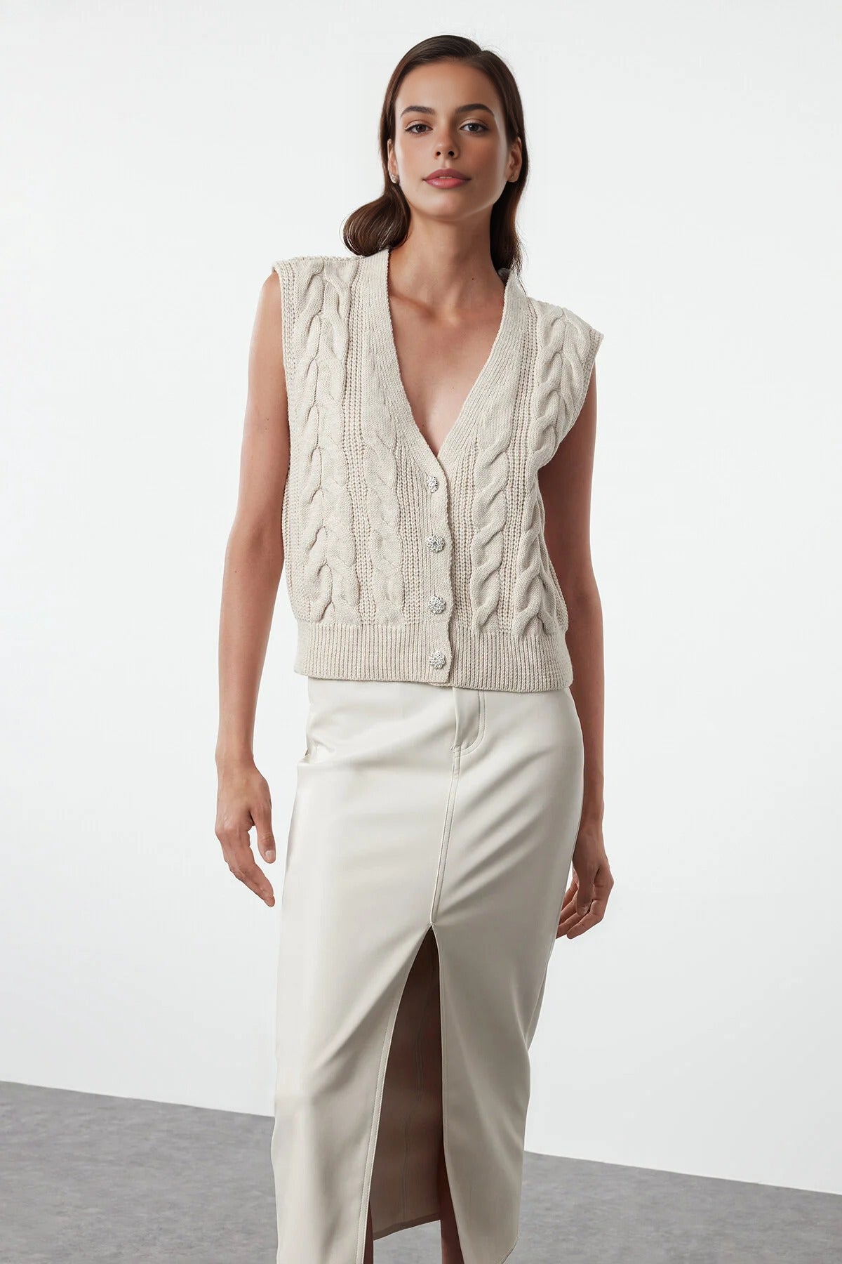 Knit Vest with Button Detail