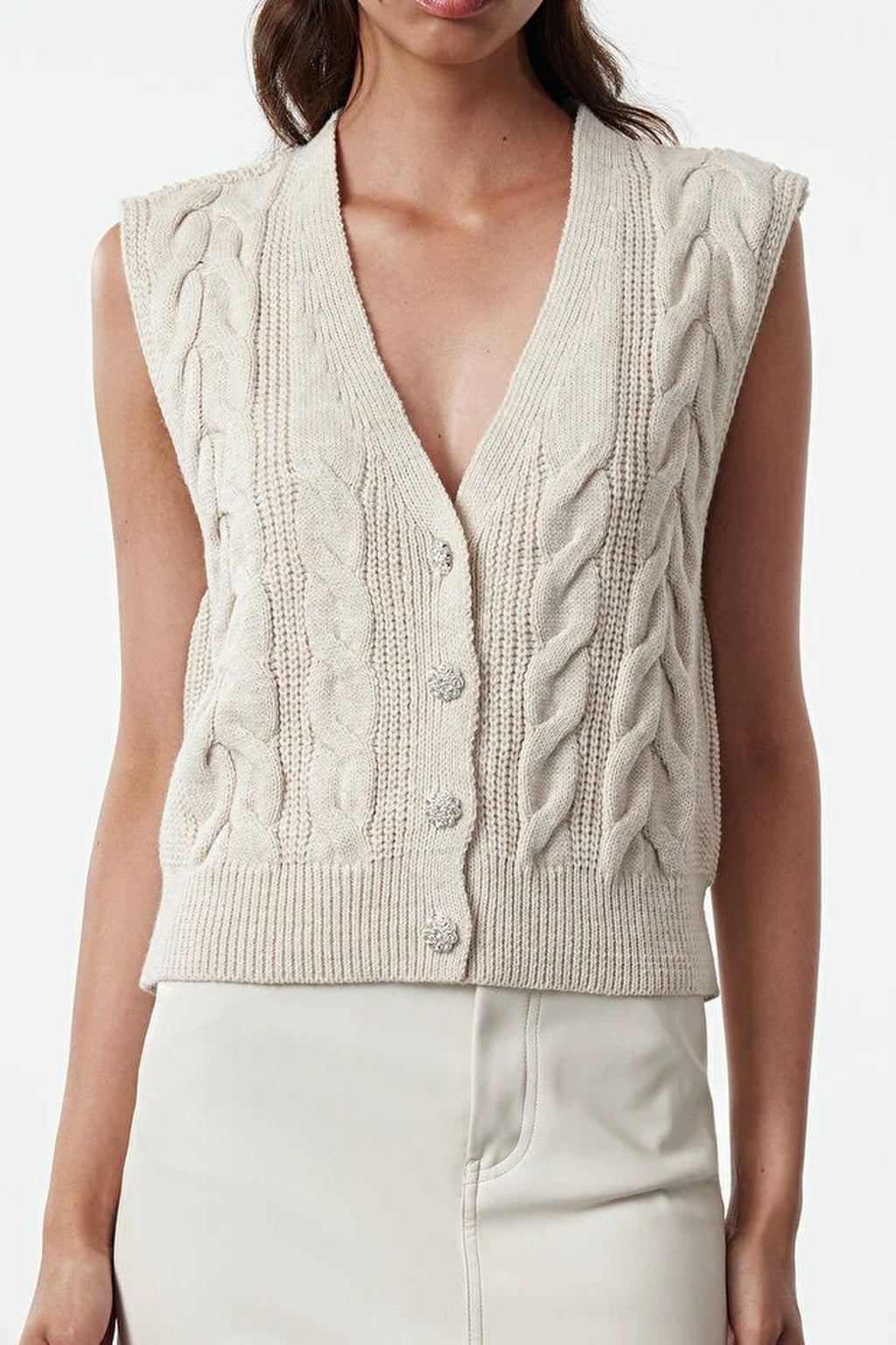 Knit Vest with Button Detail