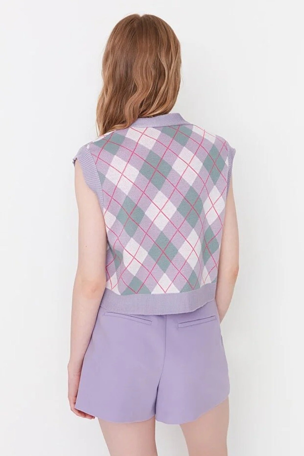 Crop V-Neck Knit Vest