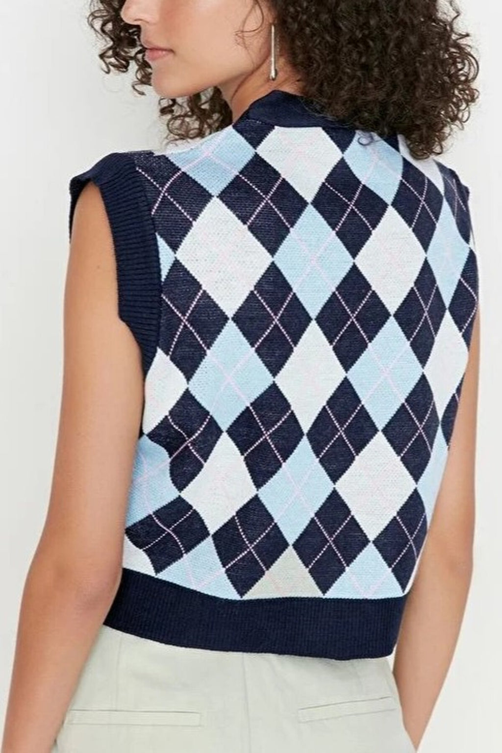 Crop V-Neck Knit Vest