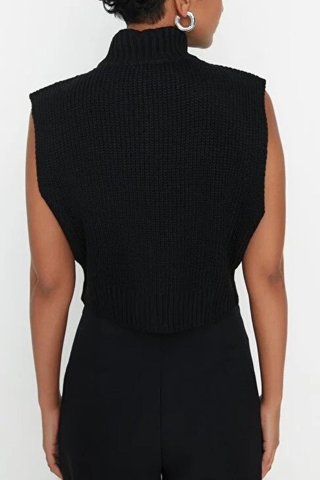 Crop Zippered Basic Knit Vest