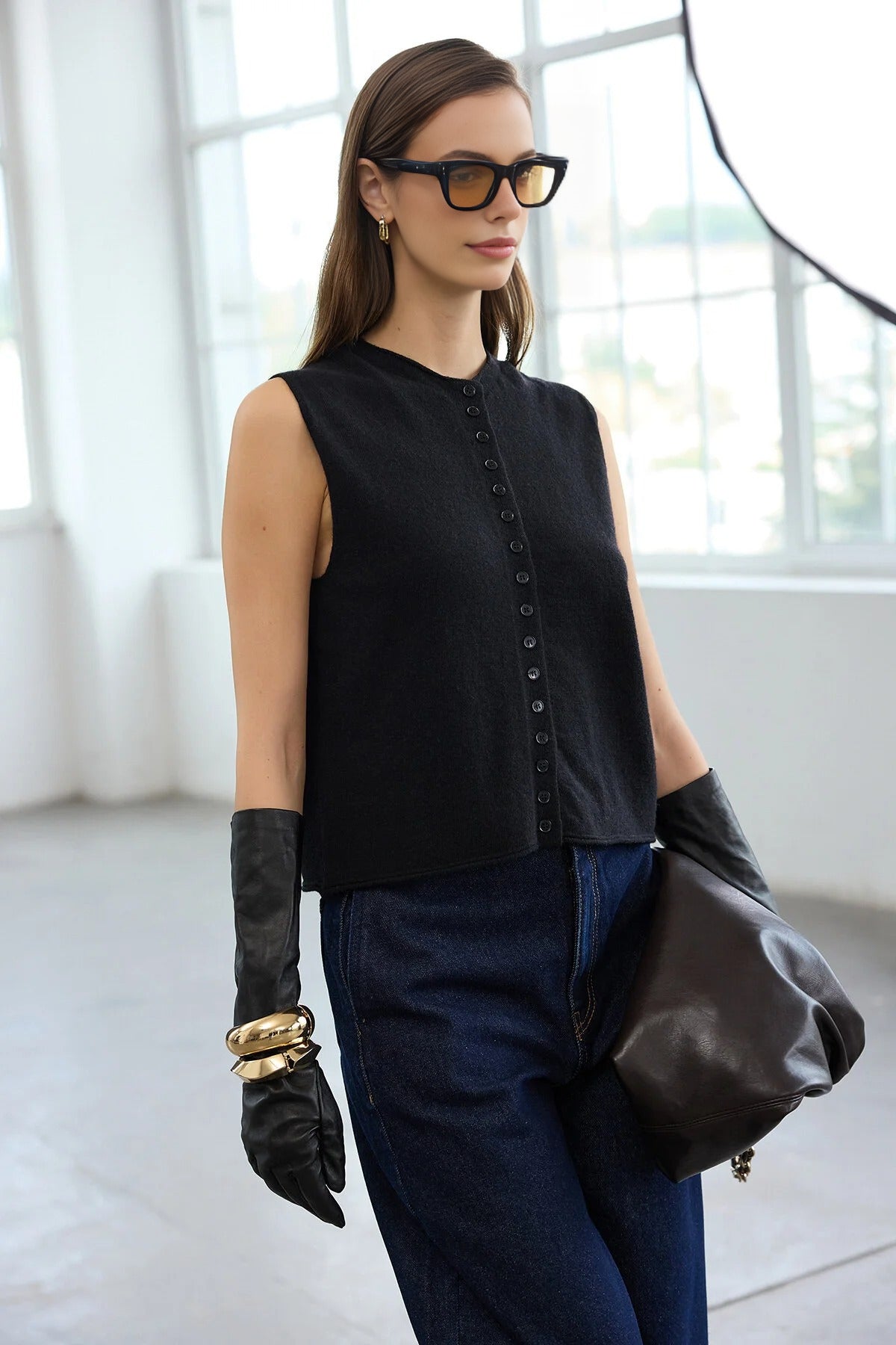 Regular Cashmere Blend Crew Neck Vest