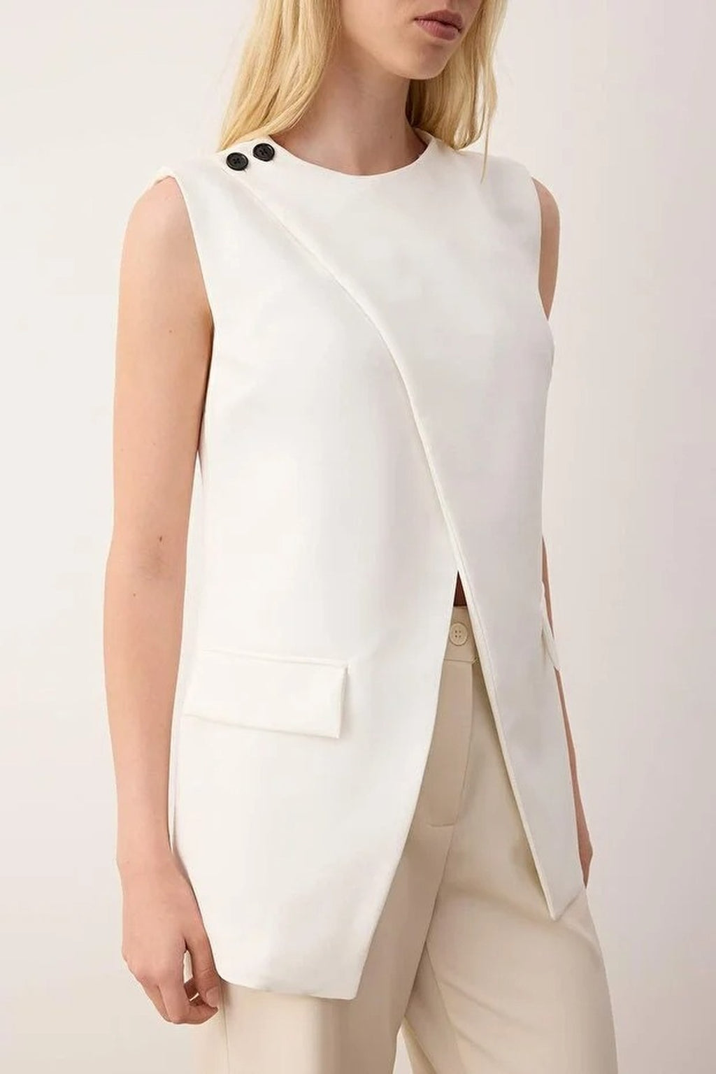 Double-Breasted Lined Woven Vest