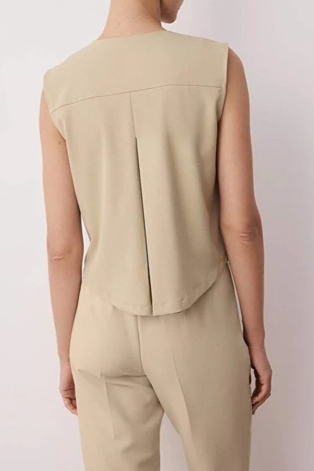 Single Button Asymmetrical Closure Woven Vest