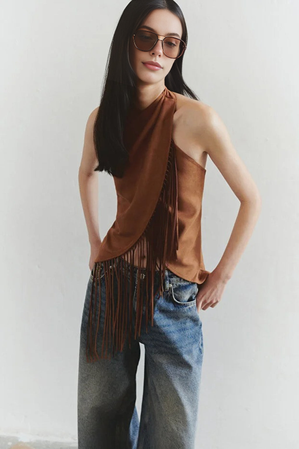 Halter Neck Vest with Tie Neck