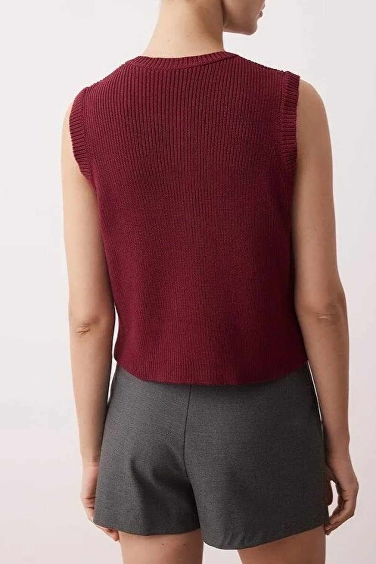 Cotton Blend Crop Vest