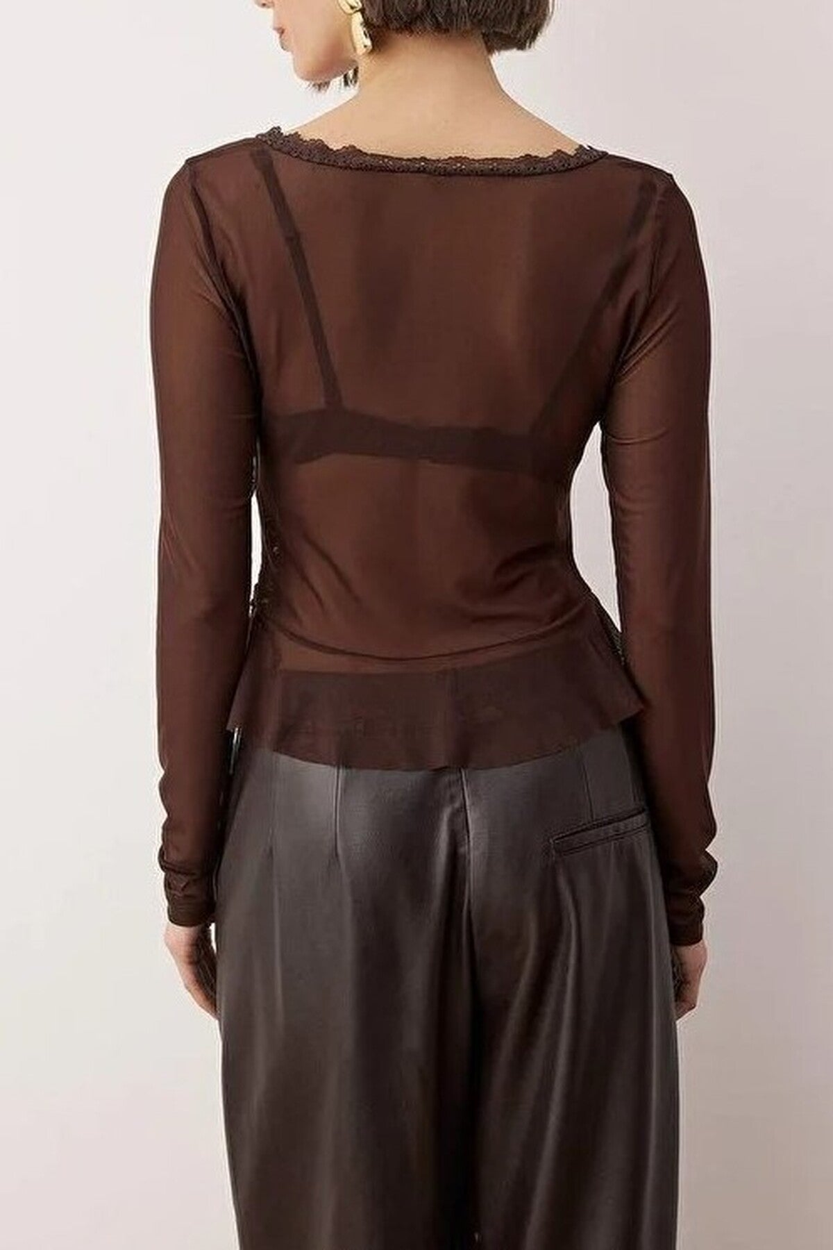 Square Neck Knit Tulle Party Blouse