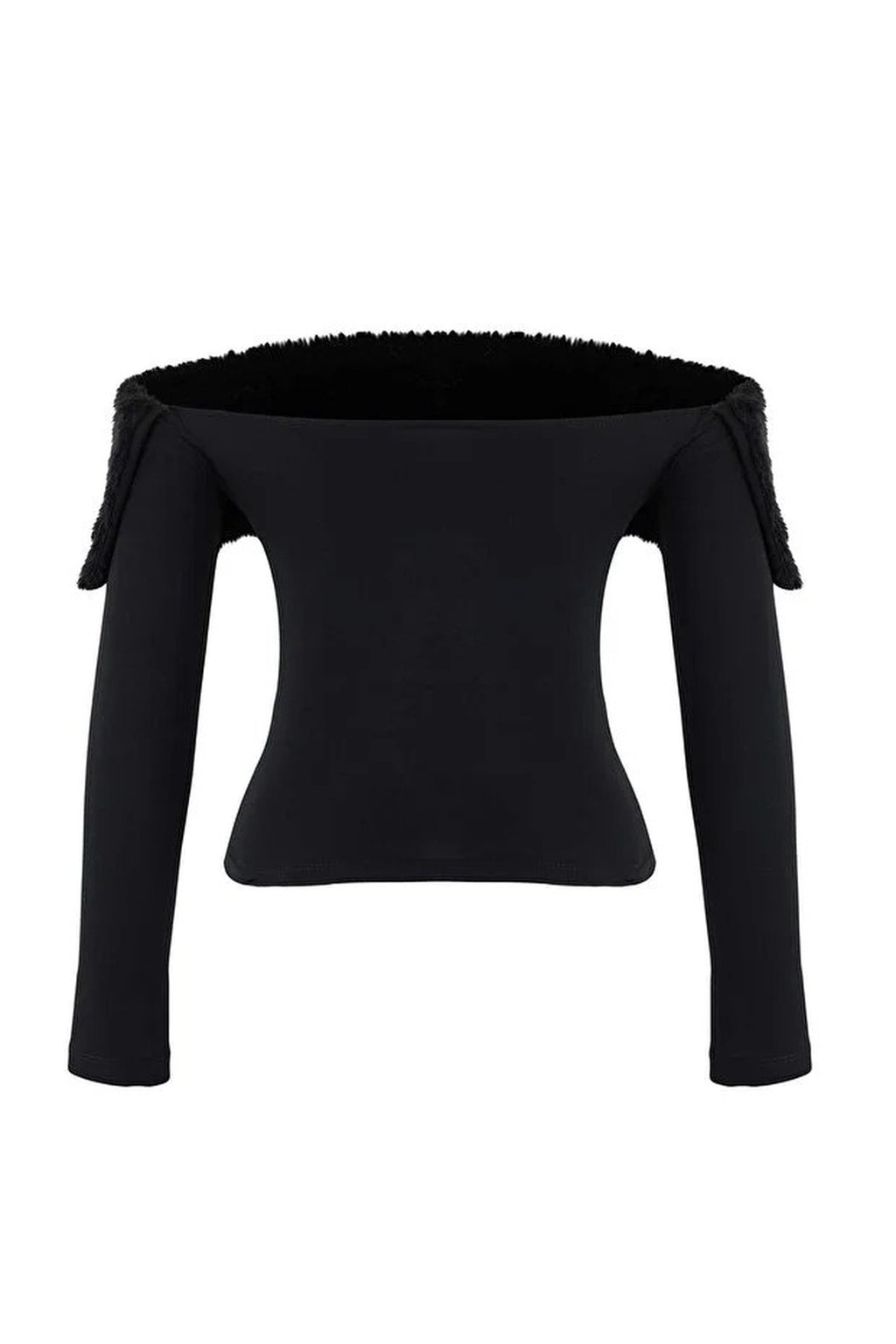 Faux Fur Carmen Collar Knit Party Blouse