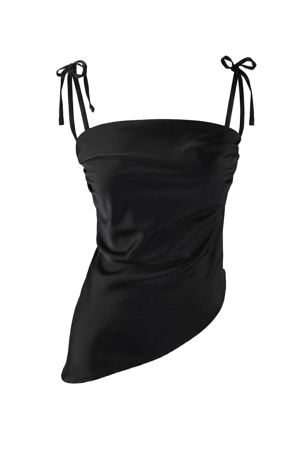 Strappy Asymmetrical Satin Party Blouse