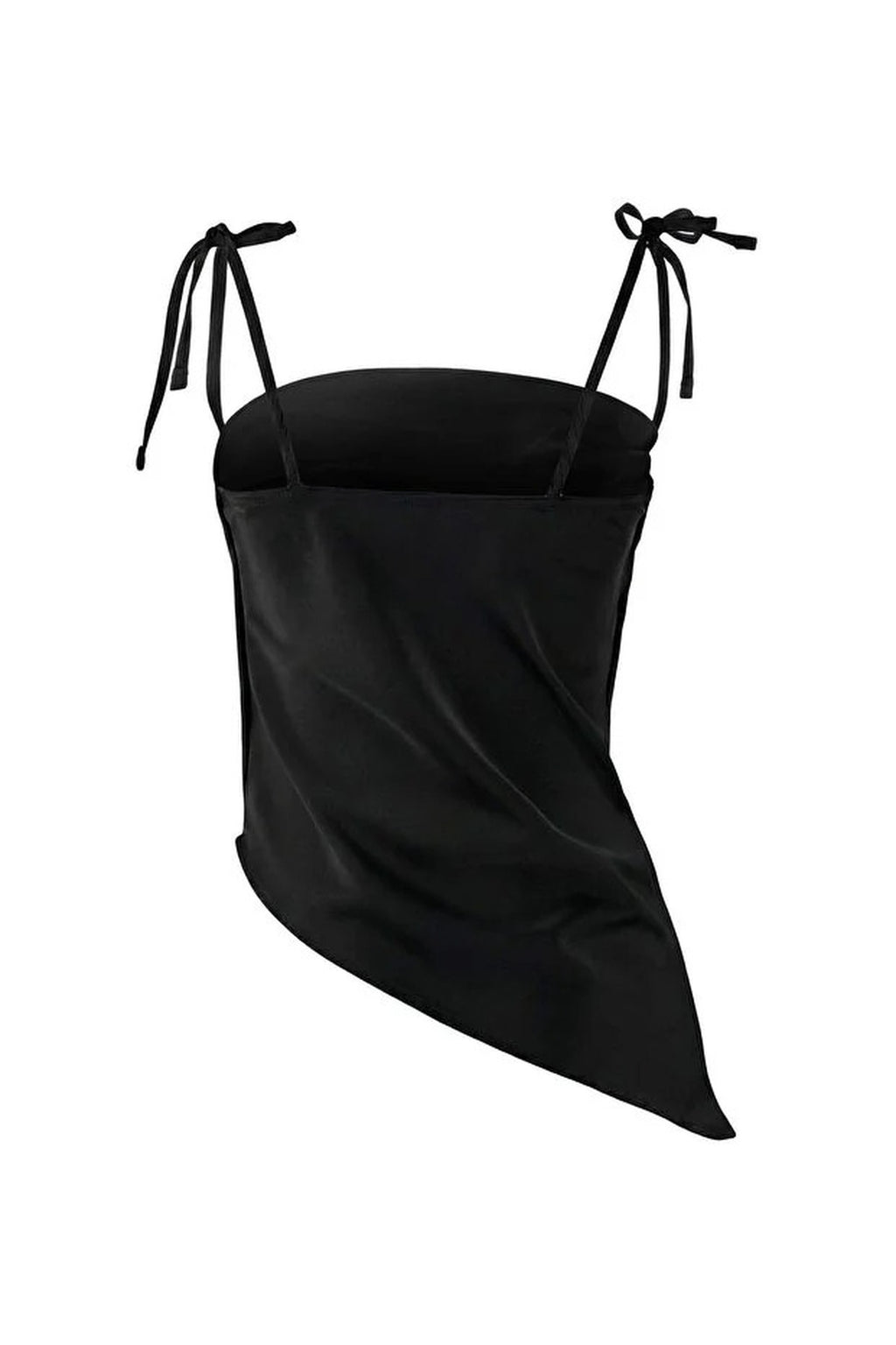 Strappy Asymmetrical Satin Party Blouse