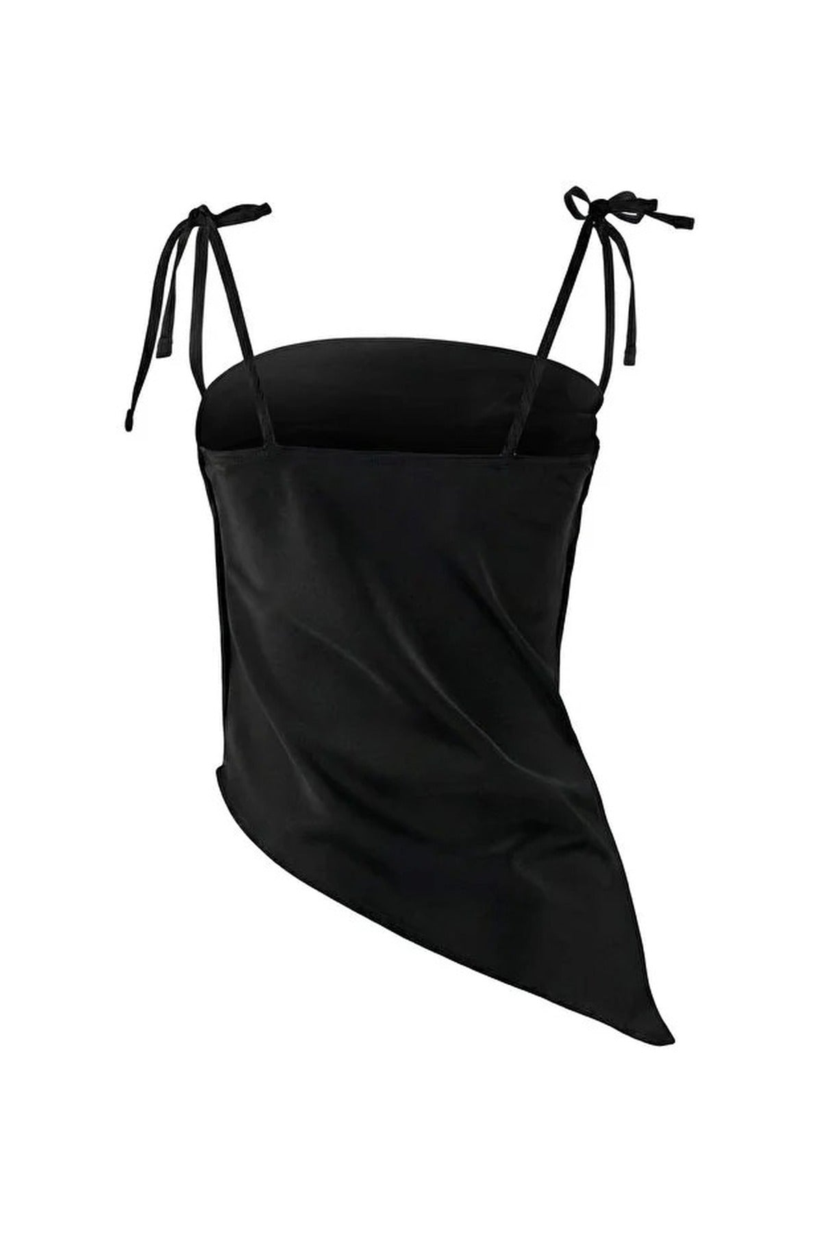 Strappy Asymmetrical Satin Party Blouse