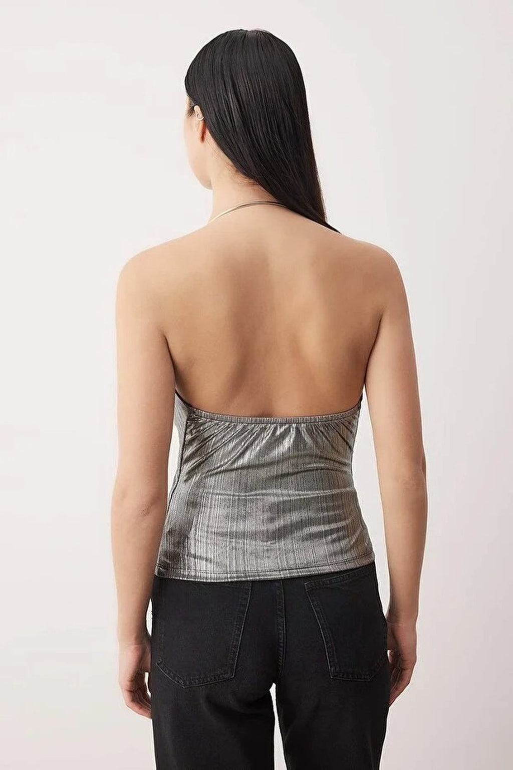 V-Neck Knit Party Blouse with Accessory Details