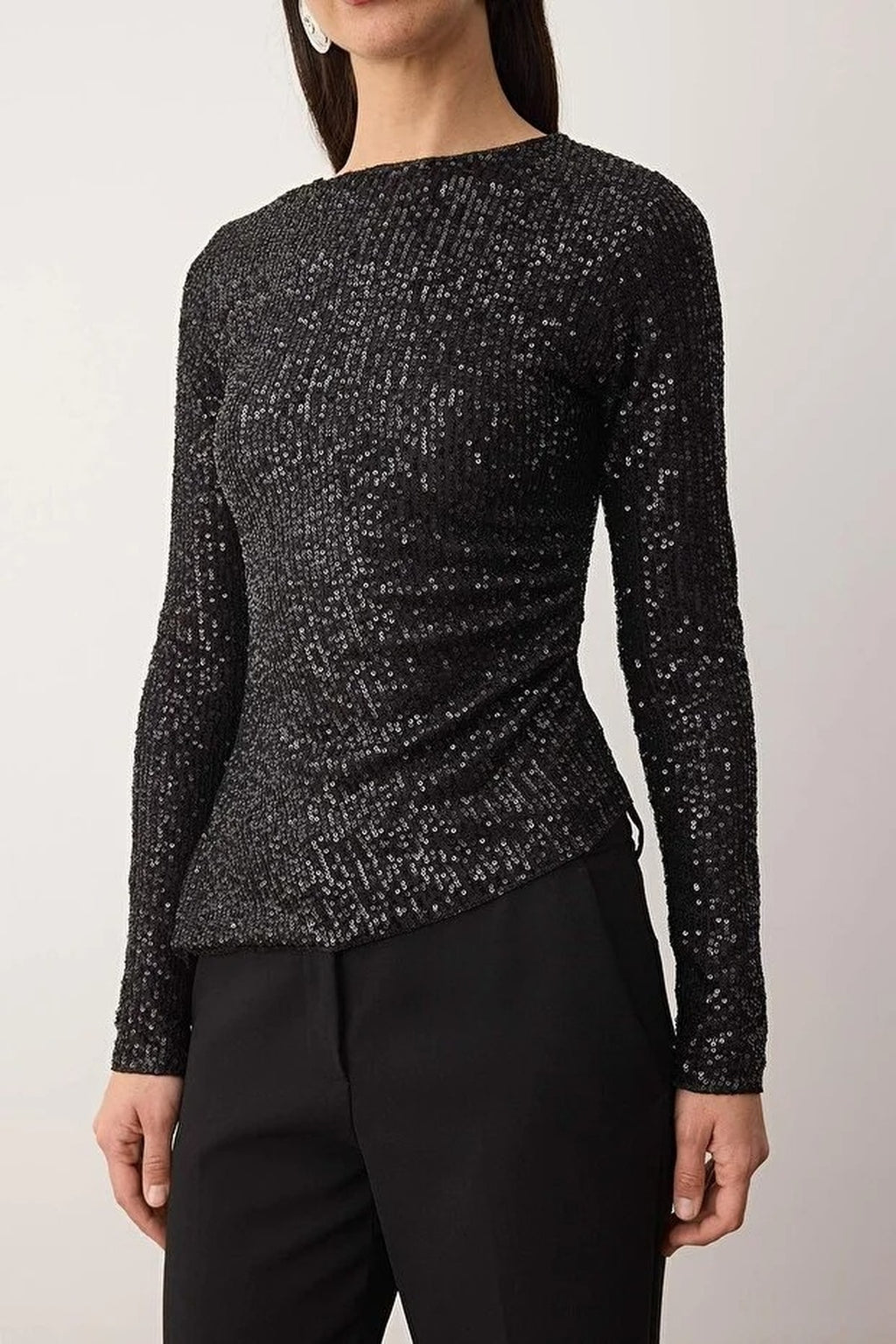 Boat Neck Knit Party Blouse