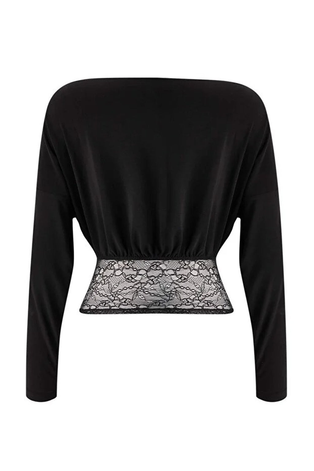 Asymmetrical Neckline Lace Trimmed Party Blouse
