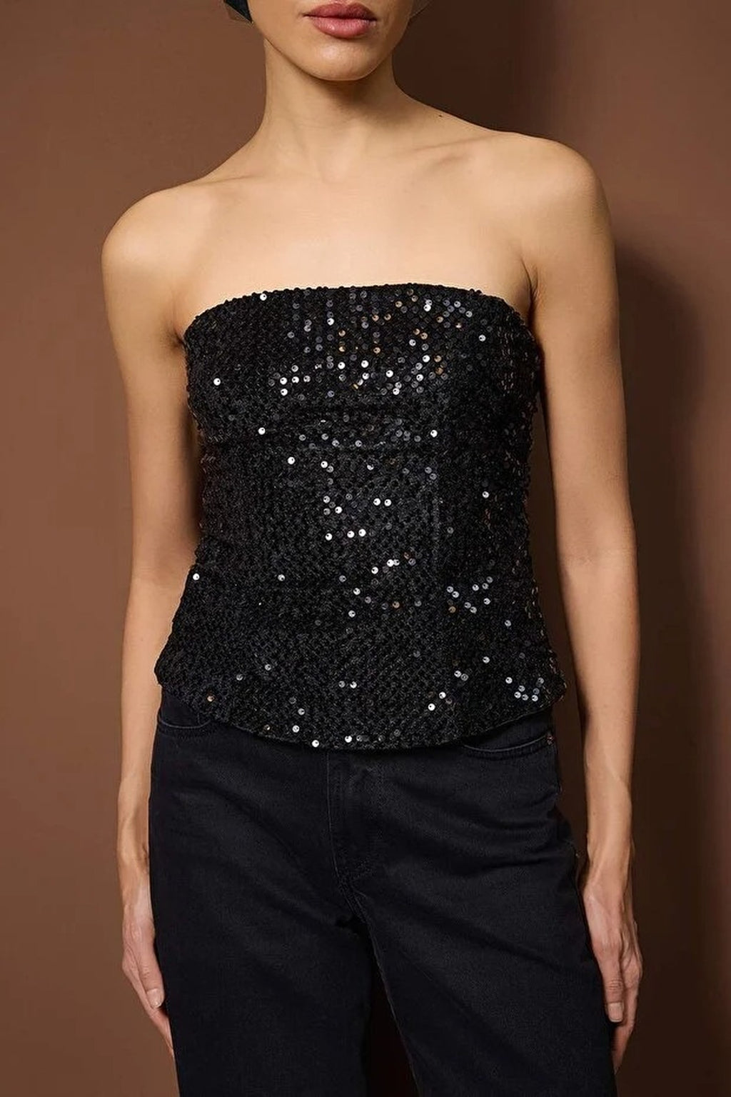 Strapless Sequin Party Blouse