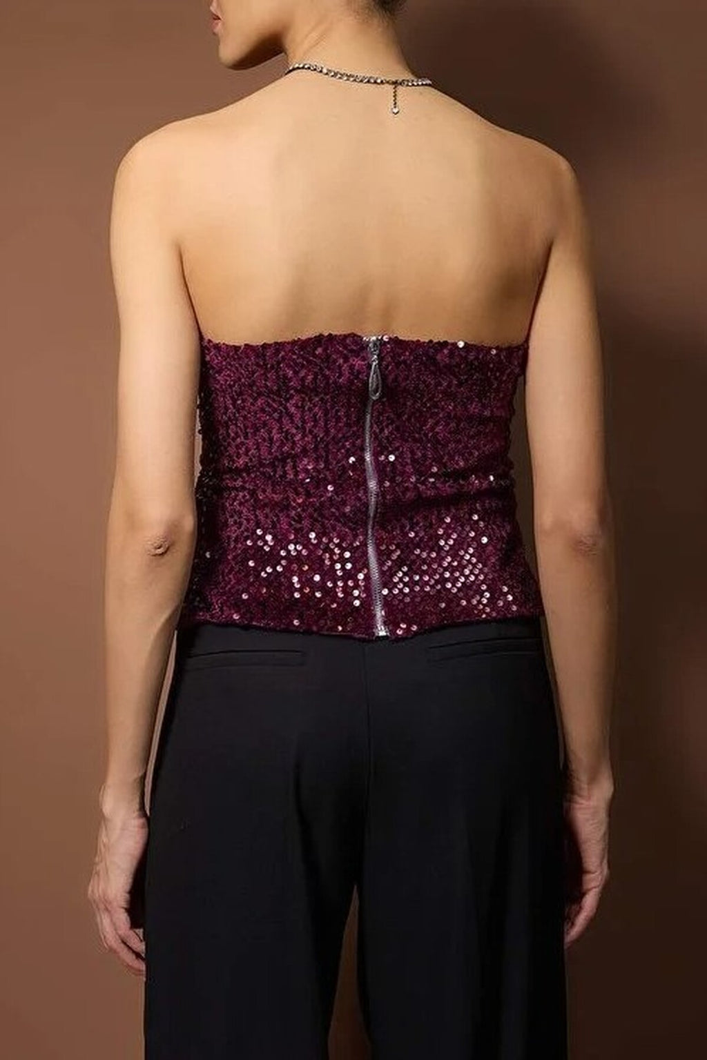 Strapless Sequin Party Blouse