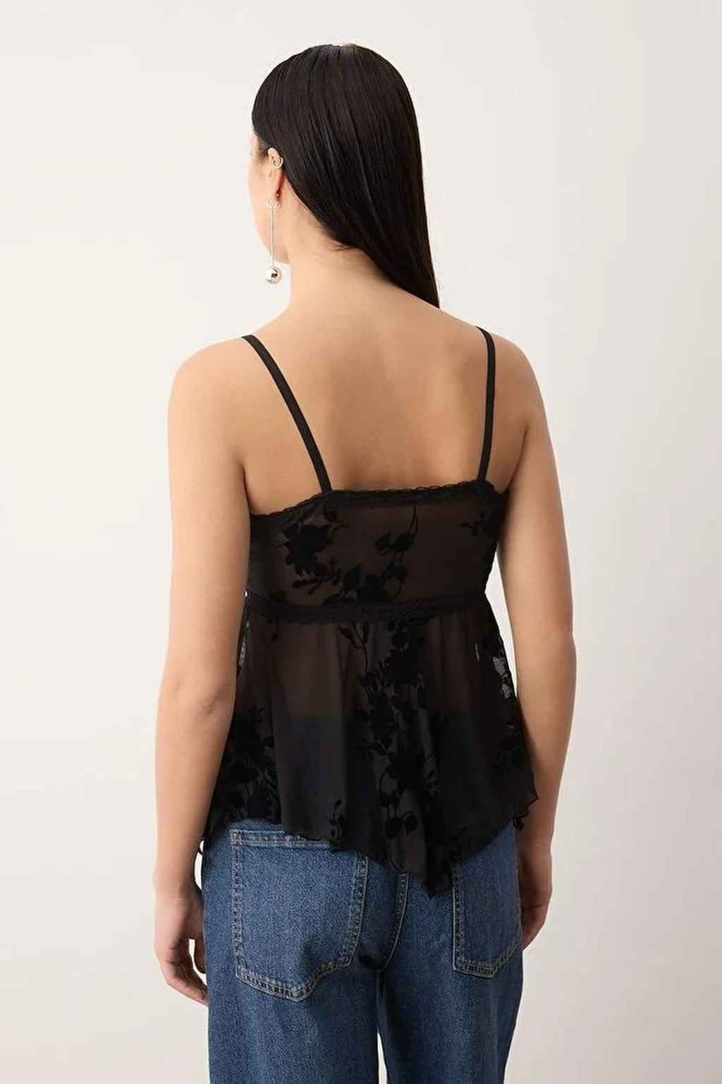 Floral Ruffle Detail Tulle Party Blouse