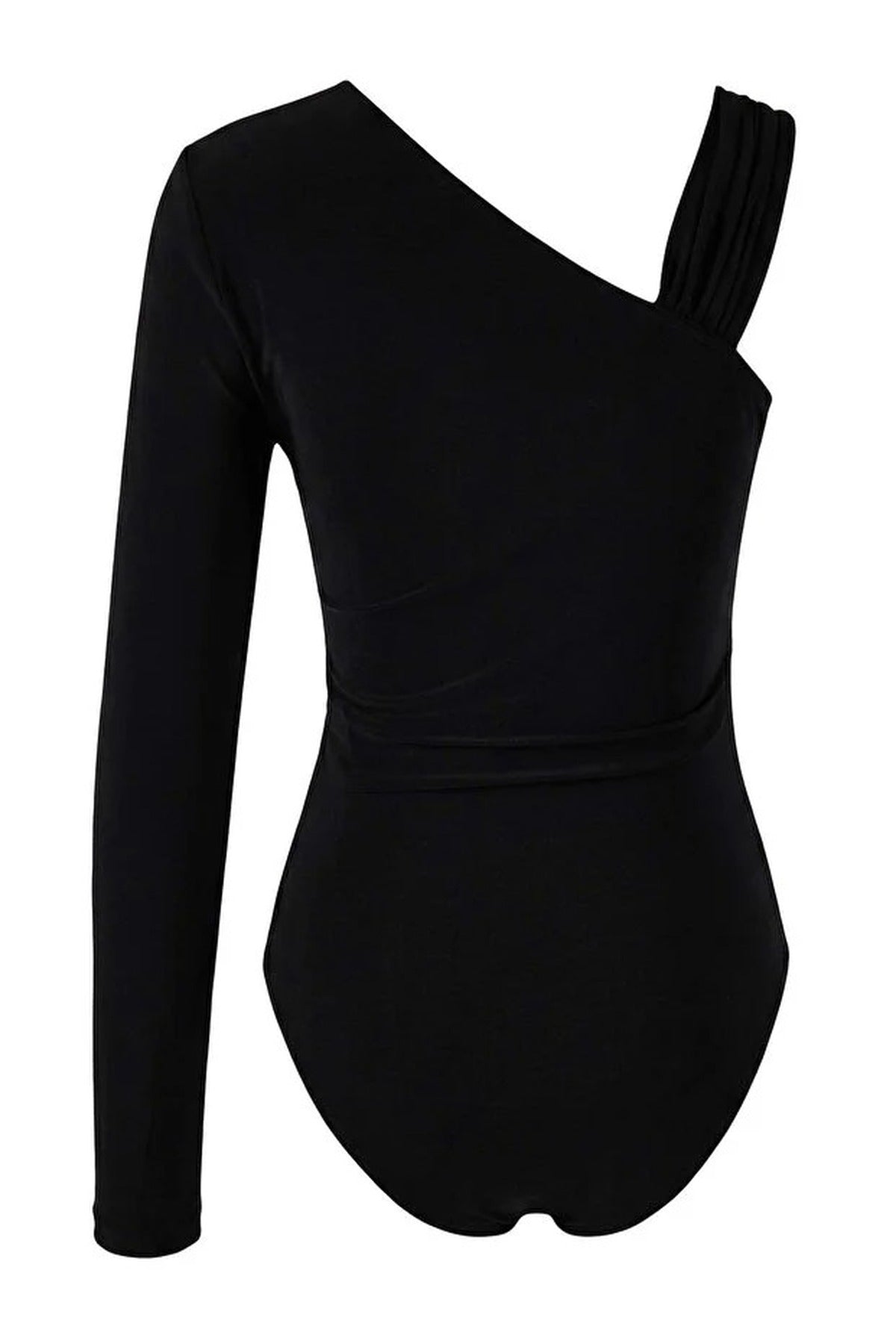 Asymmetrical Neckline Knit Party Bodysuit with Accessory Details