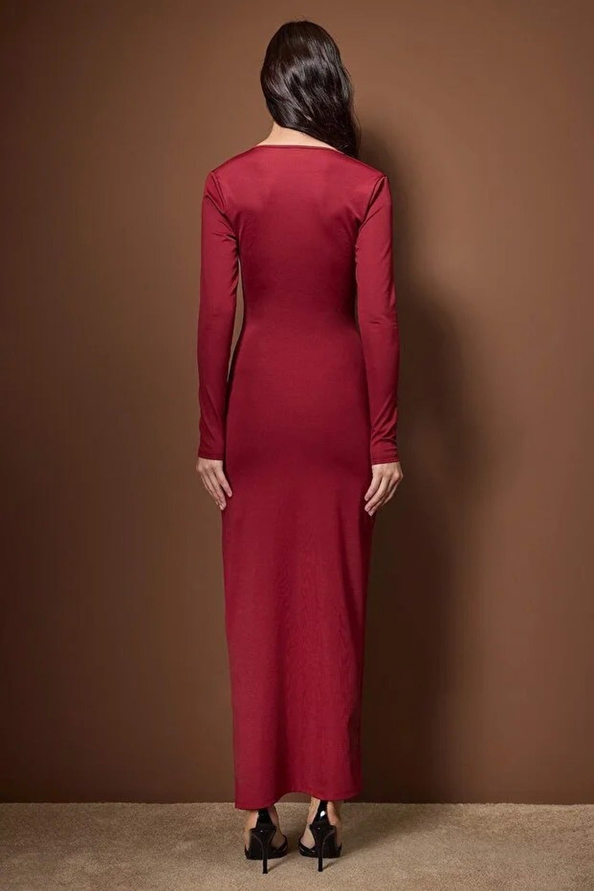 Fitted Knit Elegant Maxi Evening Dress
