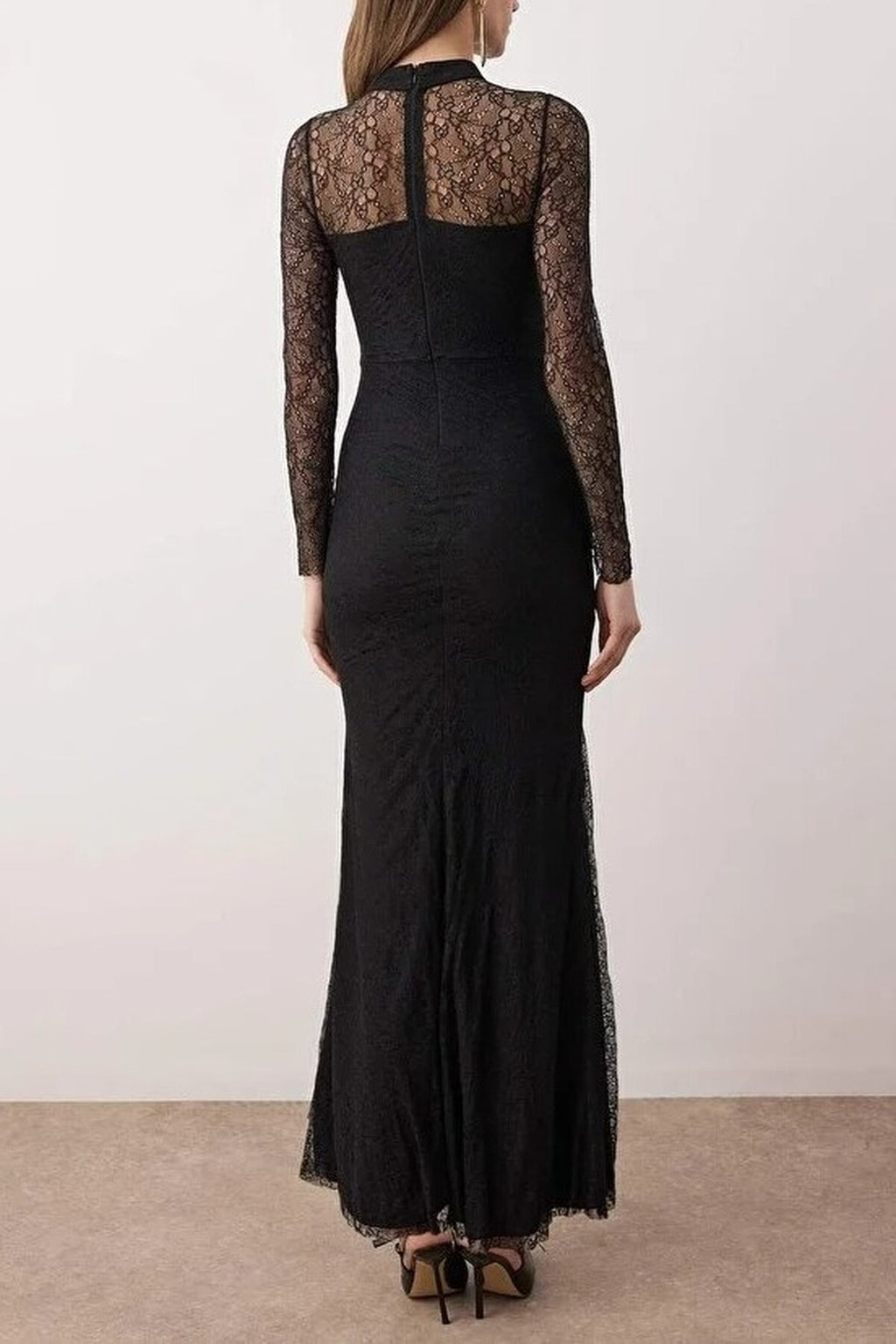 Fitted Lace Maxi Elegant Evening Dress