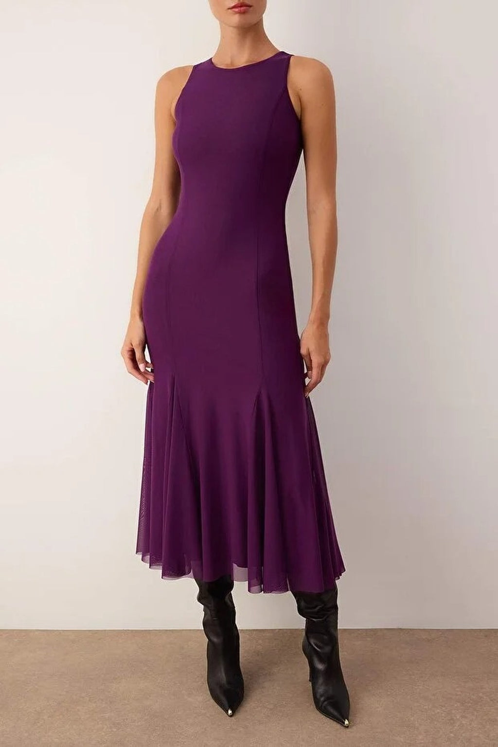 Tulle Maxi Party Dress with Flounce Skirt