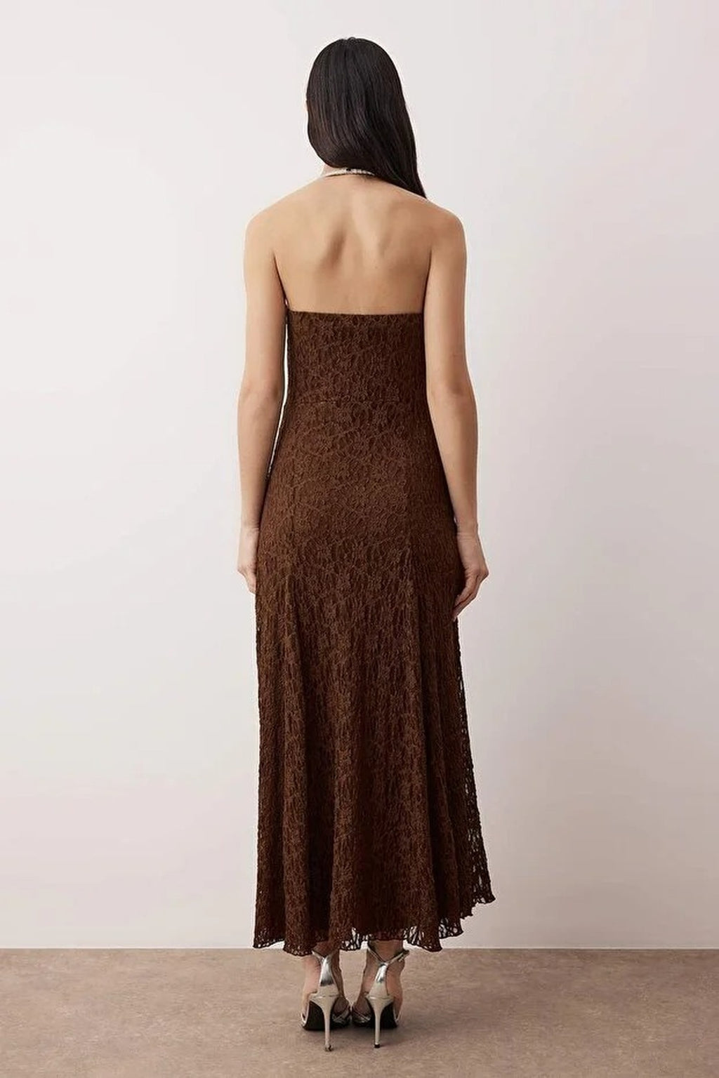 Lace Strapless Midi Lined Dress