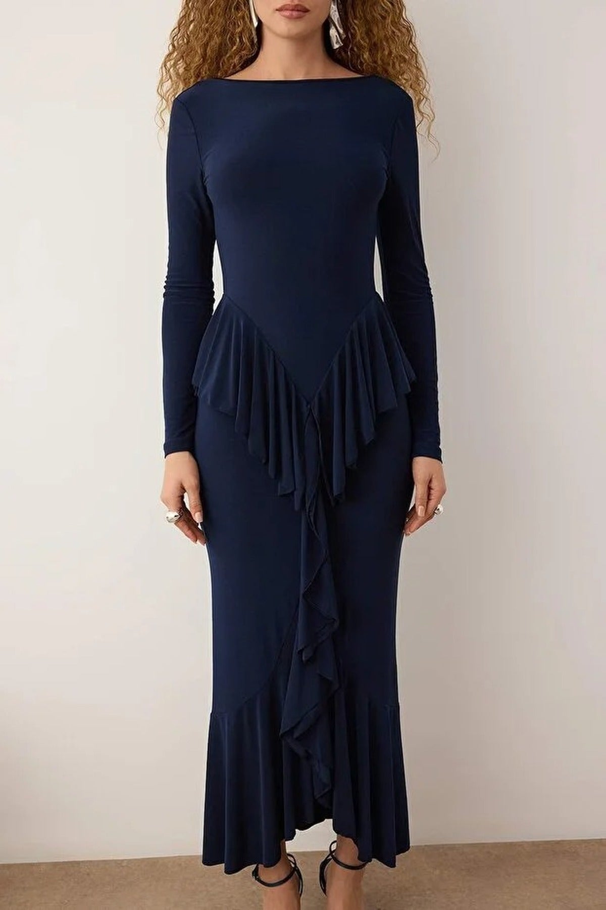 Flounced Ruffle Maxi Dress