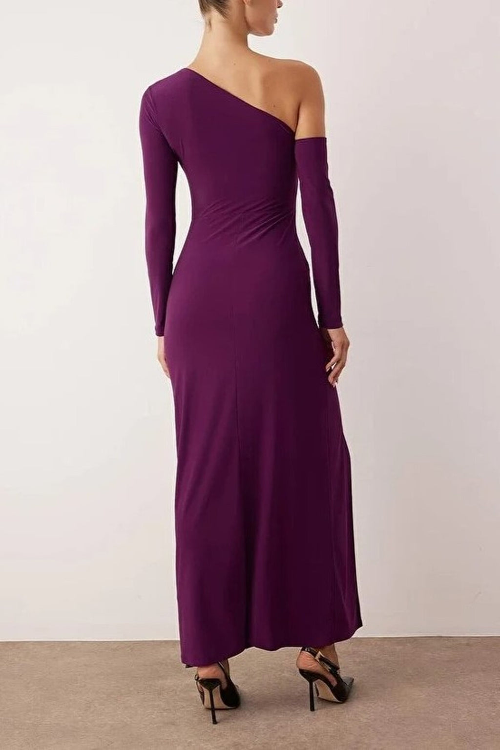 Knit Maxi Evening Dress with Cut Out and Accessory Details