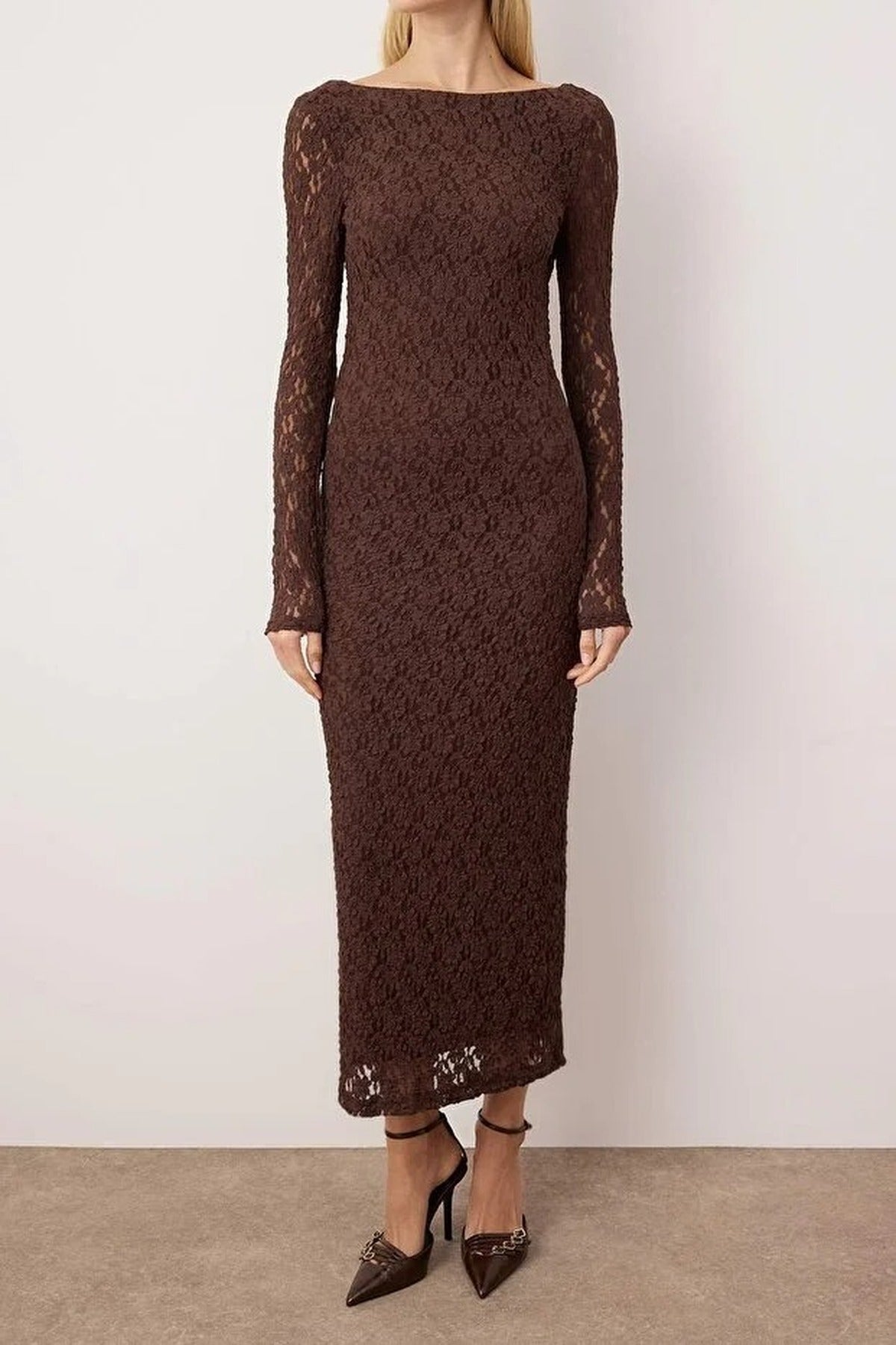 Lace Knit Maxi Elegant Evening Dress