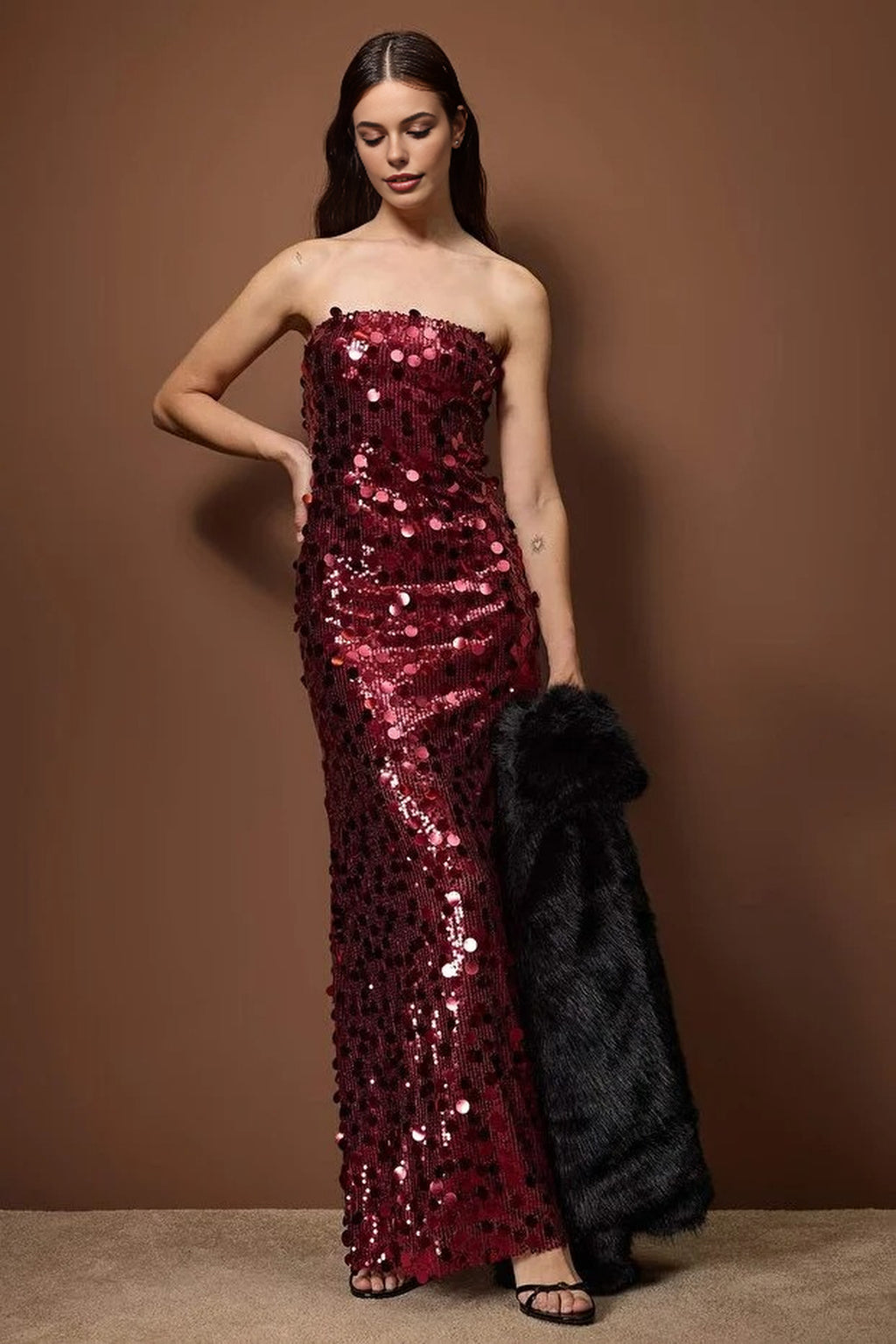 Sparkling Sequin Lined Evening Dress
