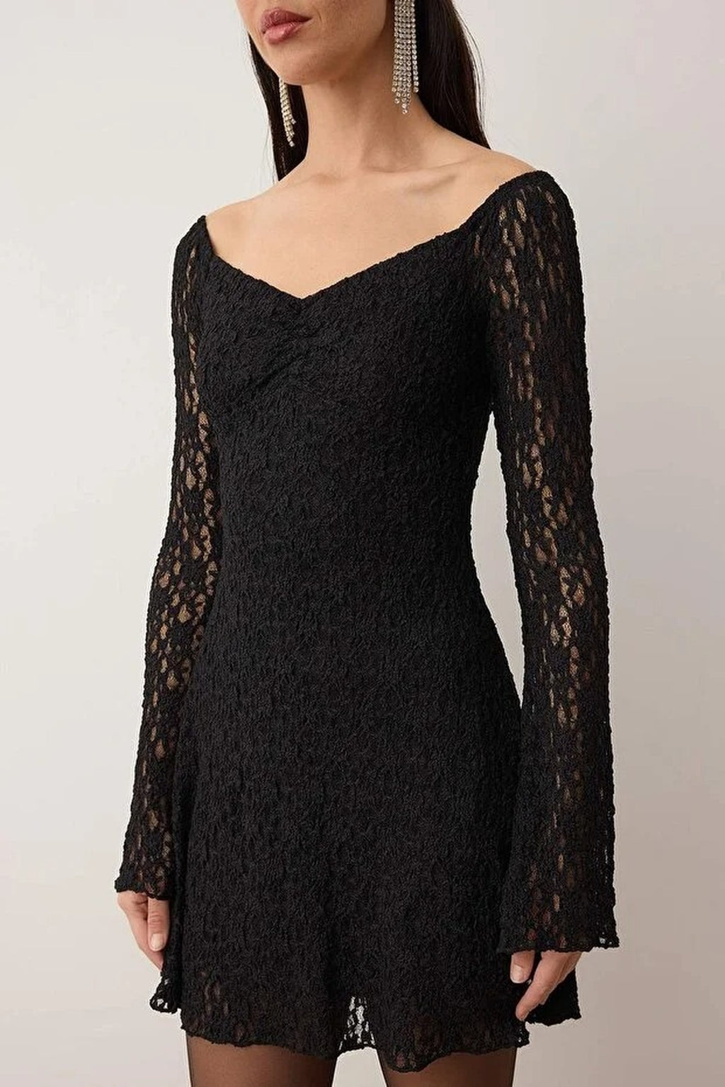 Knit Lace Mini Lined Dress