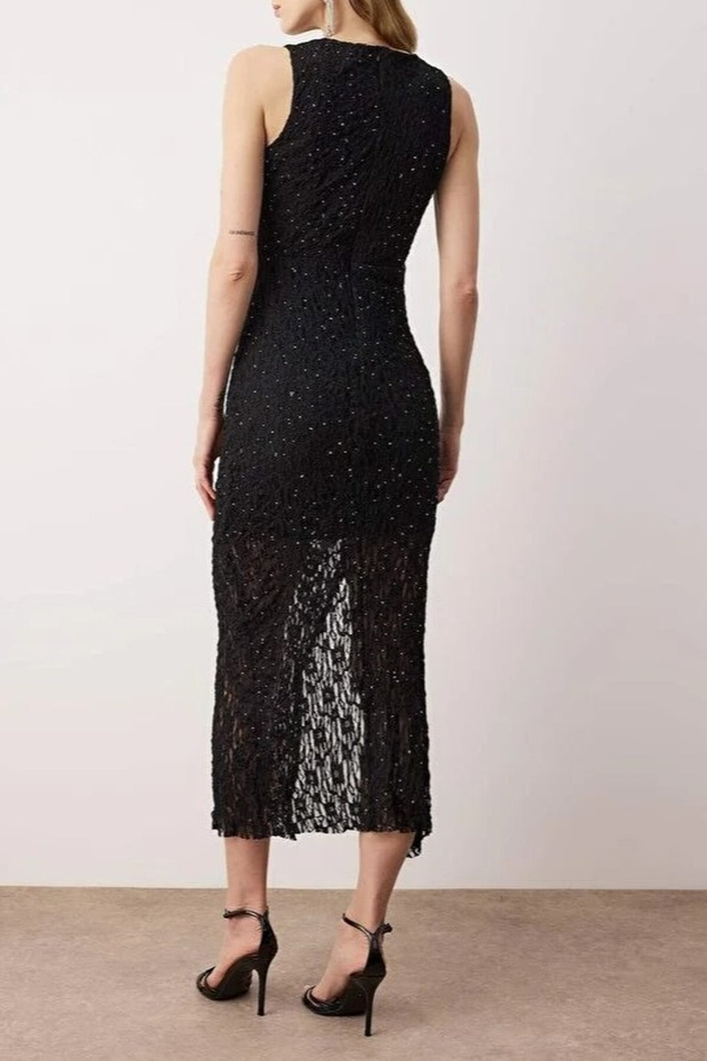 Stone Print Tulle Maxi Lined Party Dress