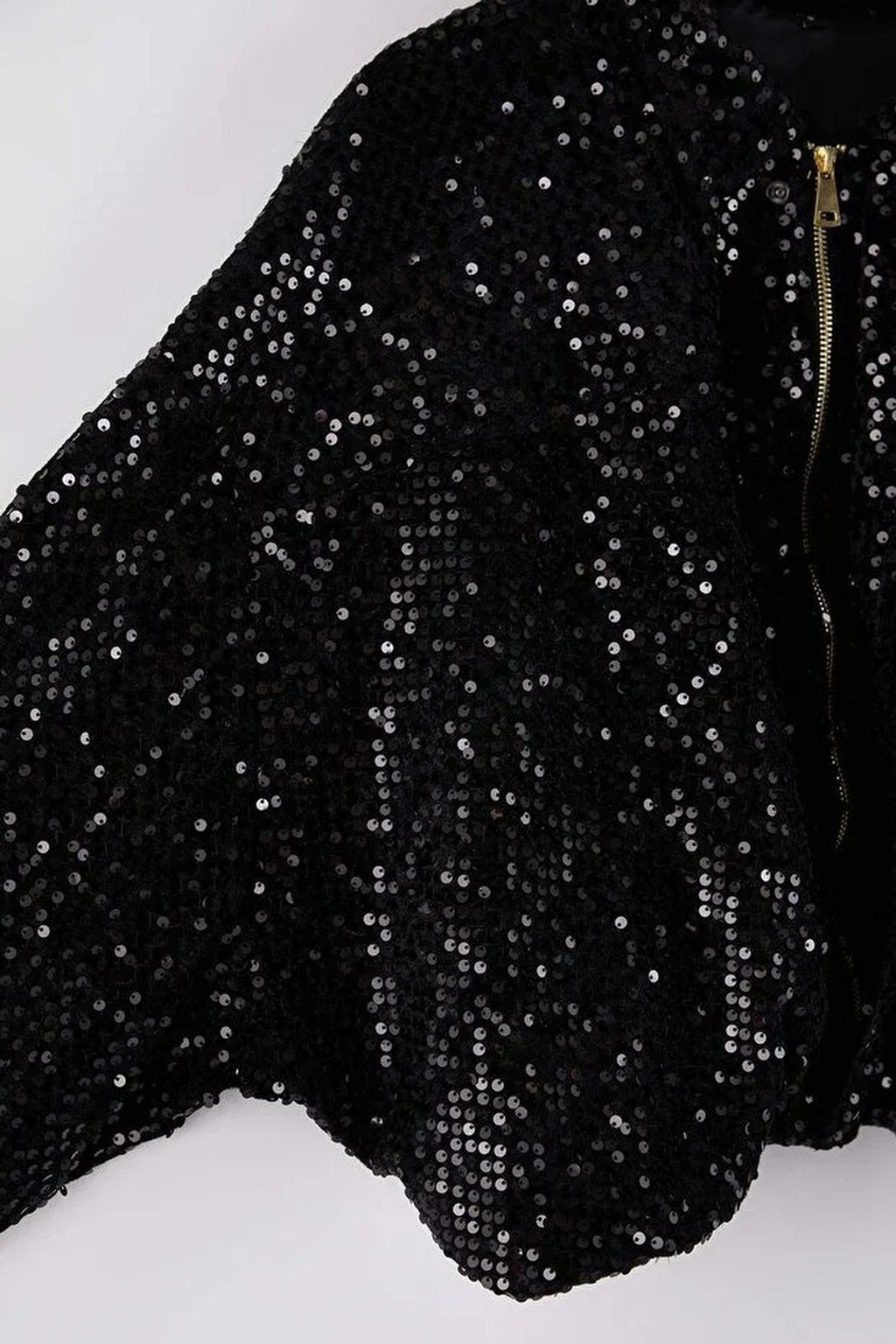 Regular Sequined Zippered Jacket