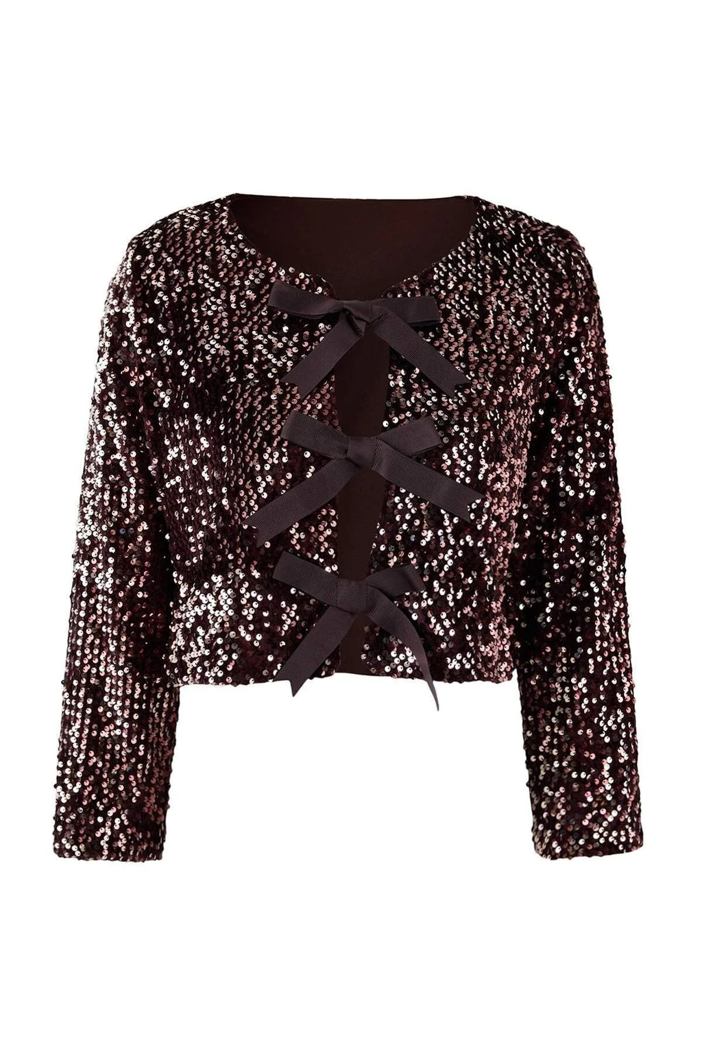 Front-Tie Sequin Party Jacket