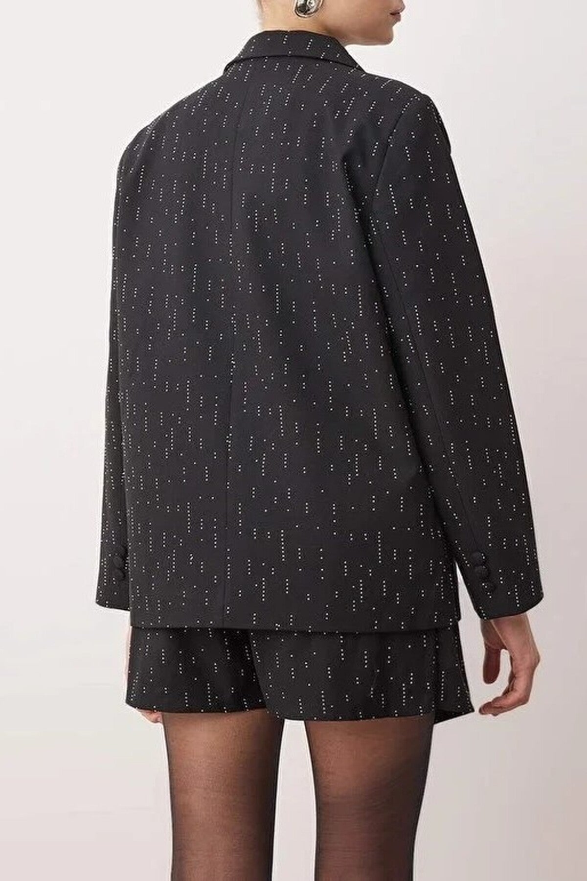 2-Piece Embellished Shimmering Woven Party Jacket and Short Set