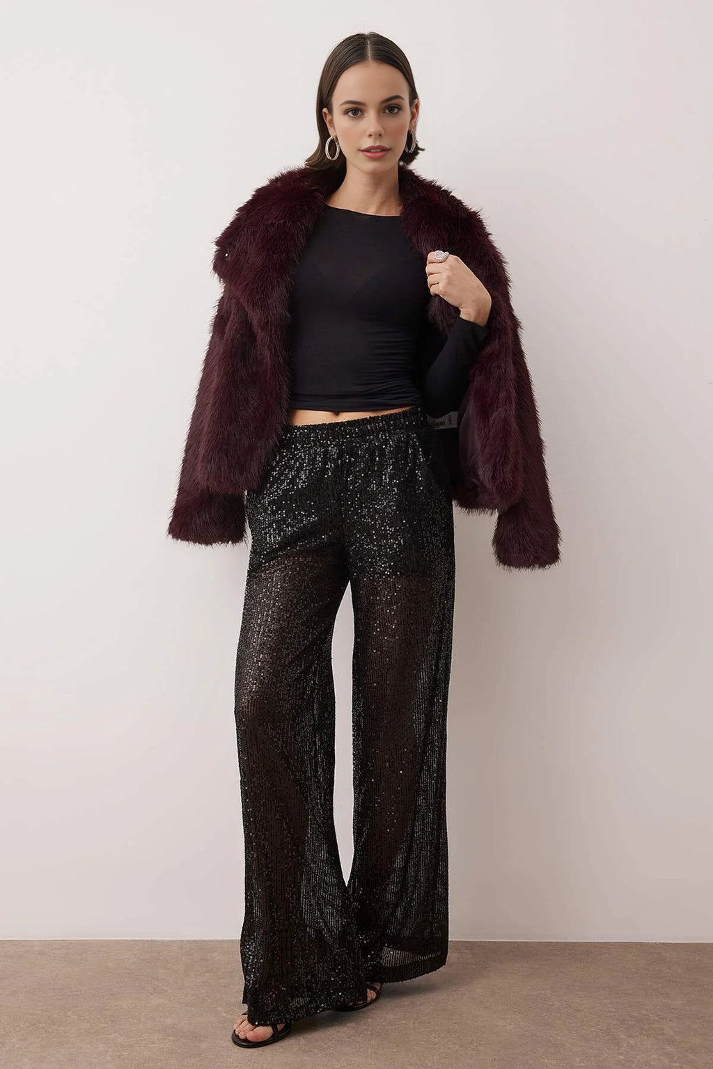 Sequined Chic Party Trousers with Mini Short Lined