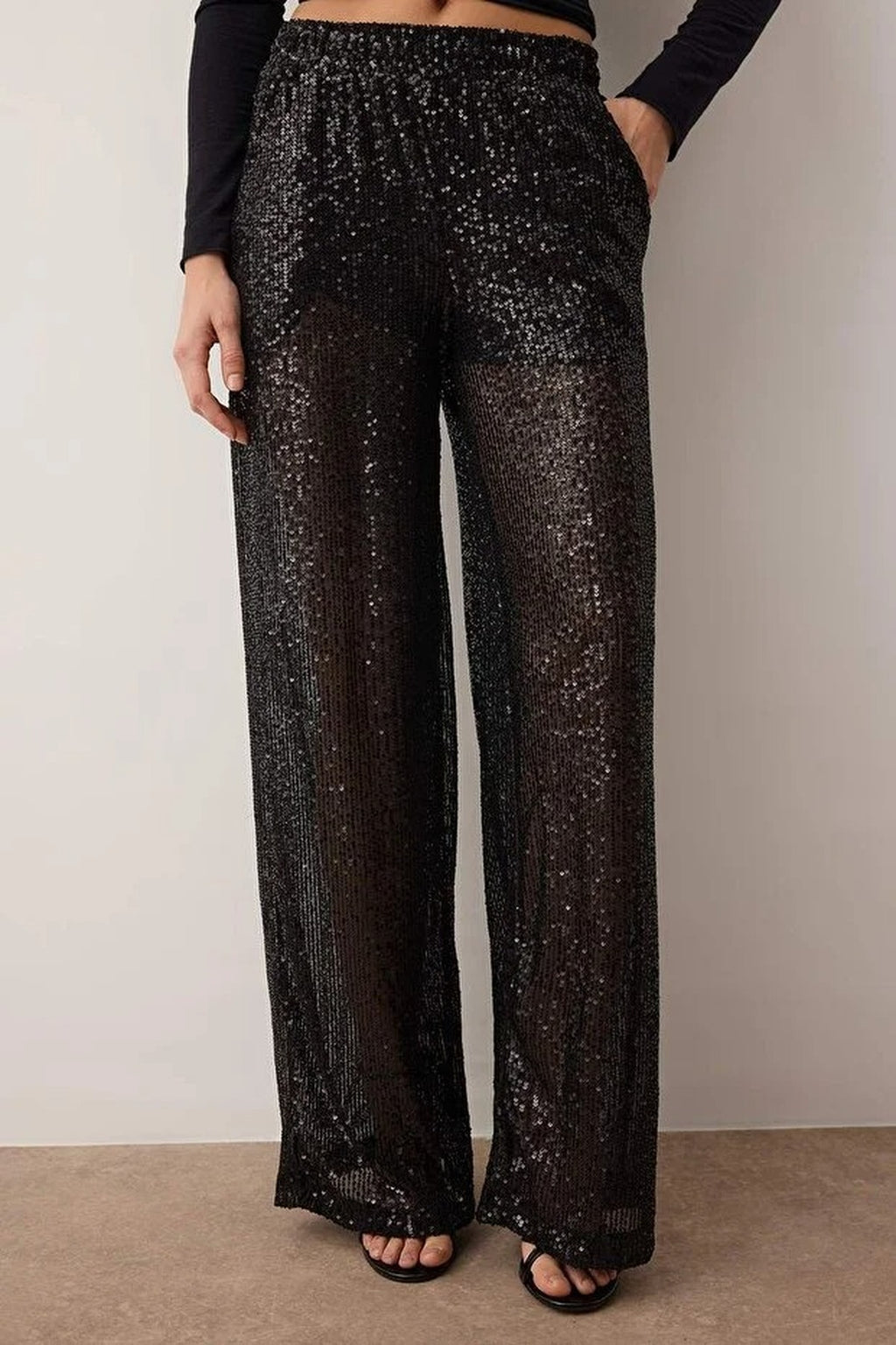 Sequined Chic Party Trousers with Mini Short Lined