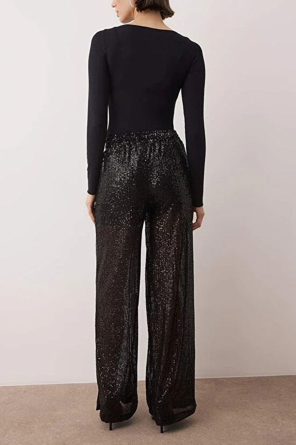 Sequined Chic Party Trousers with Mini Short Lined