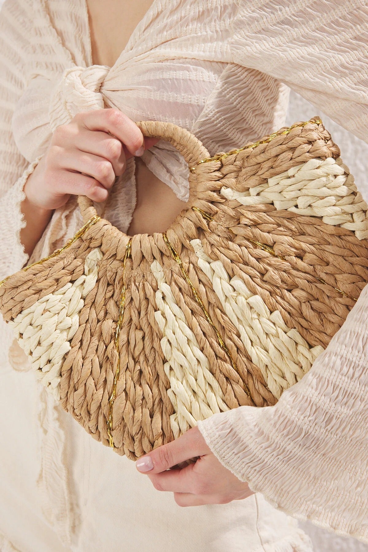 Oval Straw Women's Medium Size Bag