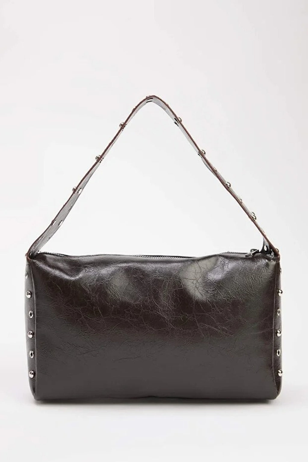 Faux Leather Shoulder Bag with Stud Detail