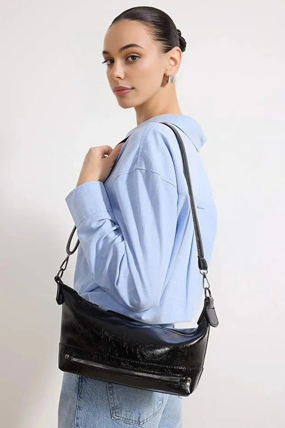 Zipper Detail Women's Mini Shoulder Bag