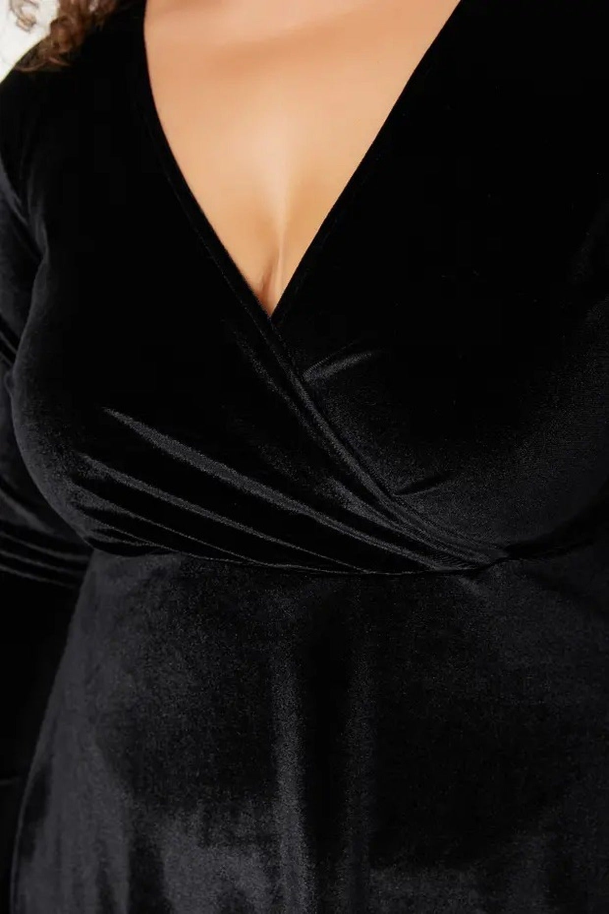 Wrap Collar Velvet Knit Dress