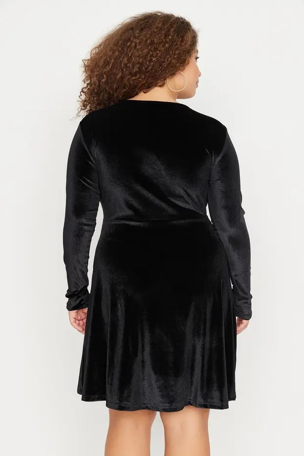 Wrap Collar Velvet Knit Dress